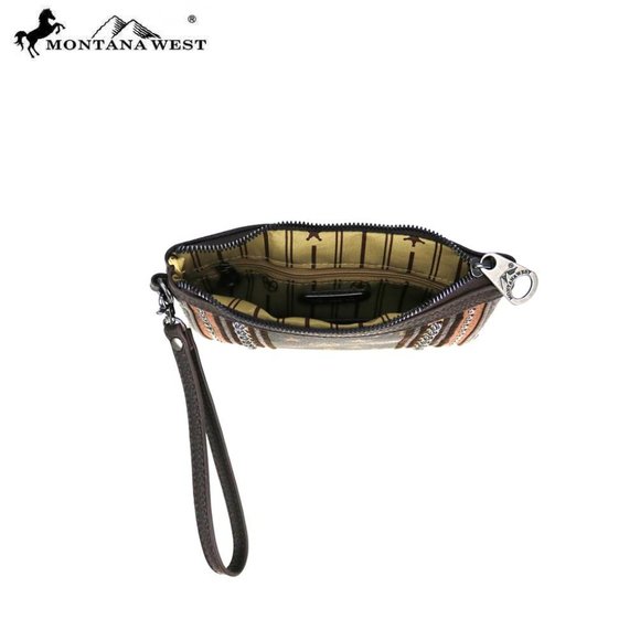 NWT Montana West Signature Monogram Clutch/Wristle - Picture 4 of 6